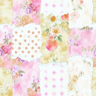 复古花卉拼接图案背景