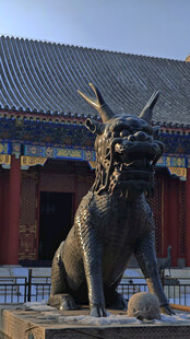 故宫前的威严石兽