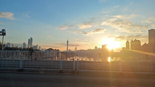 城市日落时分的天际线