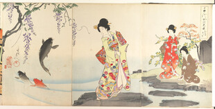 日式古典美人赏景图