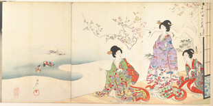 日本传统和服女子绘画