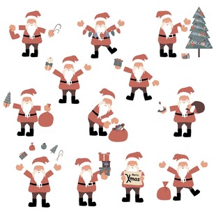 圣诞老人多样姿态插画