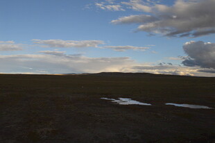 草原天空下的湿地景观
