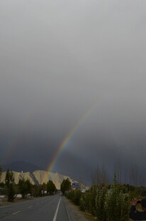 公路上空的绚丽彩虹