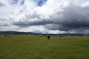草原上的乌云与漫步之人