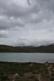 阴云下的静谧湖泊景观