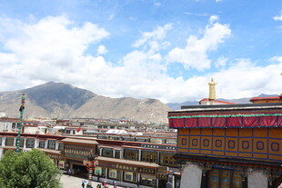 拉萨风光 藏式建筑与远山