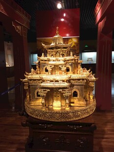 精美古式木雕楼阁模型