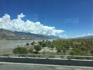 蓝天白云下的开阔风景