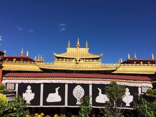 藏式寺庙金顶壮丽景观