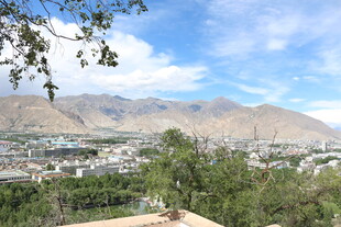 俯瞰山间绿意盎然的城镇