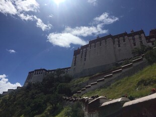 布达拉宫在蓝天暖阳下