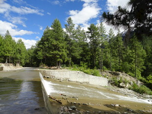 山间河流旁的自然景致