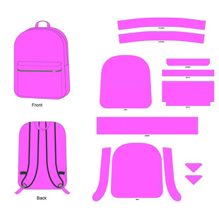 粉色双肩背包部件拆解图