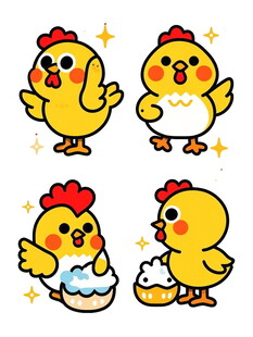 可爱小鸡卡通形象集合