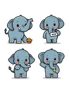 可爱小象卡通形象集合