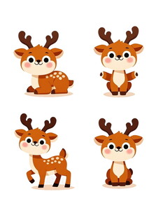 可爱小鹿卡通形象集合