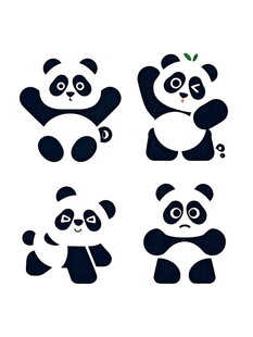 可爱熊猫卡通形象集合