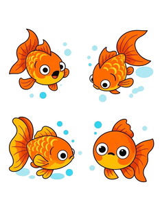 可爱卡通金鱼四连拍