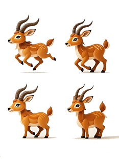奔跑的羚羊动态插画