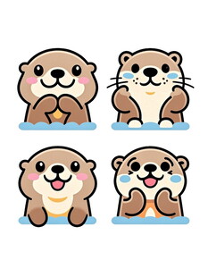 可爱海獭的多样表情