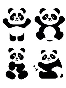 熊猫卡通形象四连拍