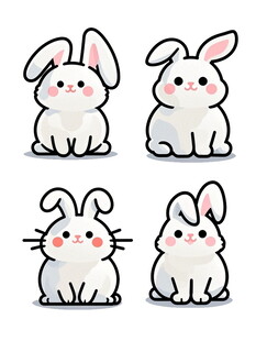 可爱坐姿小兔子插画
