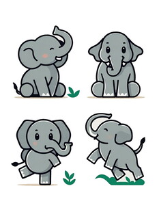 可爱小象卡通形象集合