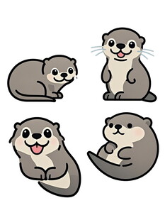 可爱海獭卡通形象合集