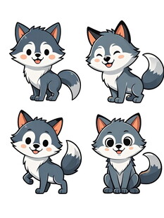 可爱小狼卡通形象集合