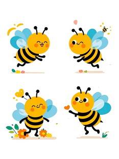 可爱蜜蜂卡通形象集合