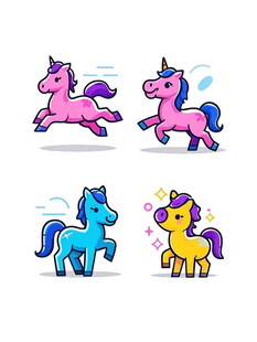 可爱独角兽卡通形象集合