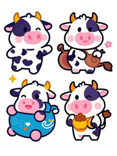 可爱卡通奶牛形象集合