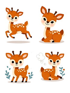 可爱小鹿插画集合