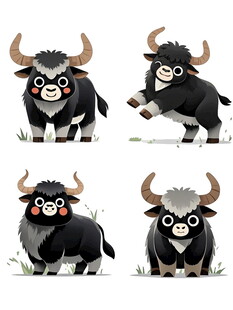 可爱牦牛卡通形象集合