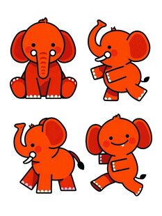 可爱卡通大象四连拍