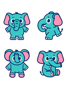 可爱小象卡通形象集合