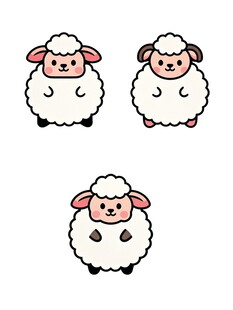 三只可爱卡通绵羊形象