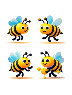 可爱蜜蜂互动插画