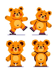 可爱小熊不同动作展示