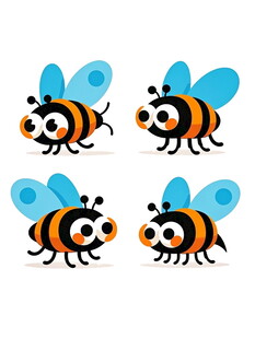 四只可爱卡通蜜蜂形象
