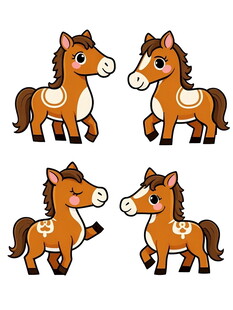 可爱小马卡通形象展示