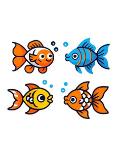 多彩猫咪钥匙扣图案设计