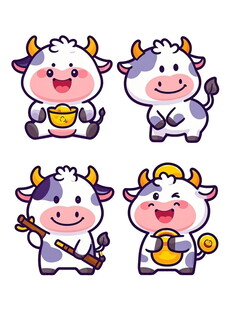 可爱卡通小牛形象集合