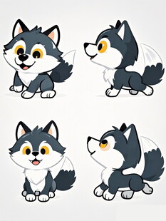 可爱四格卡通小狗形象