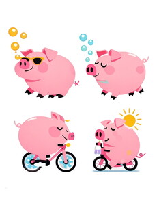 可爱小猪骑车欢乐瞬间
