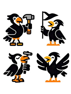 啄木鸟工作形象插画