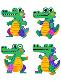 可爱卡通鳄鱼形象集合