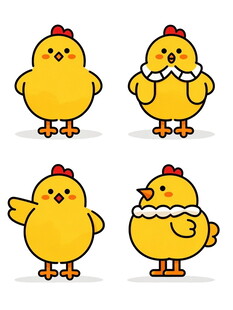 可爱小黄鸡卡通形象集合