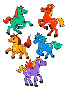 多彩奔跑小马插画